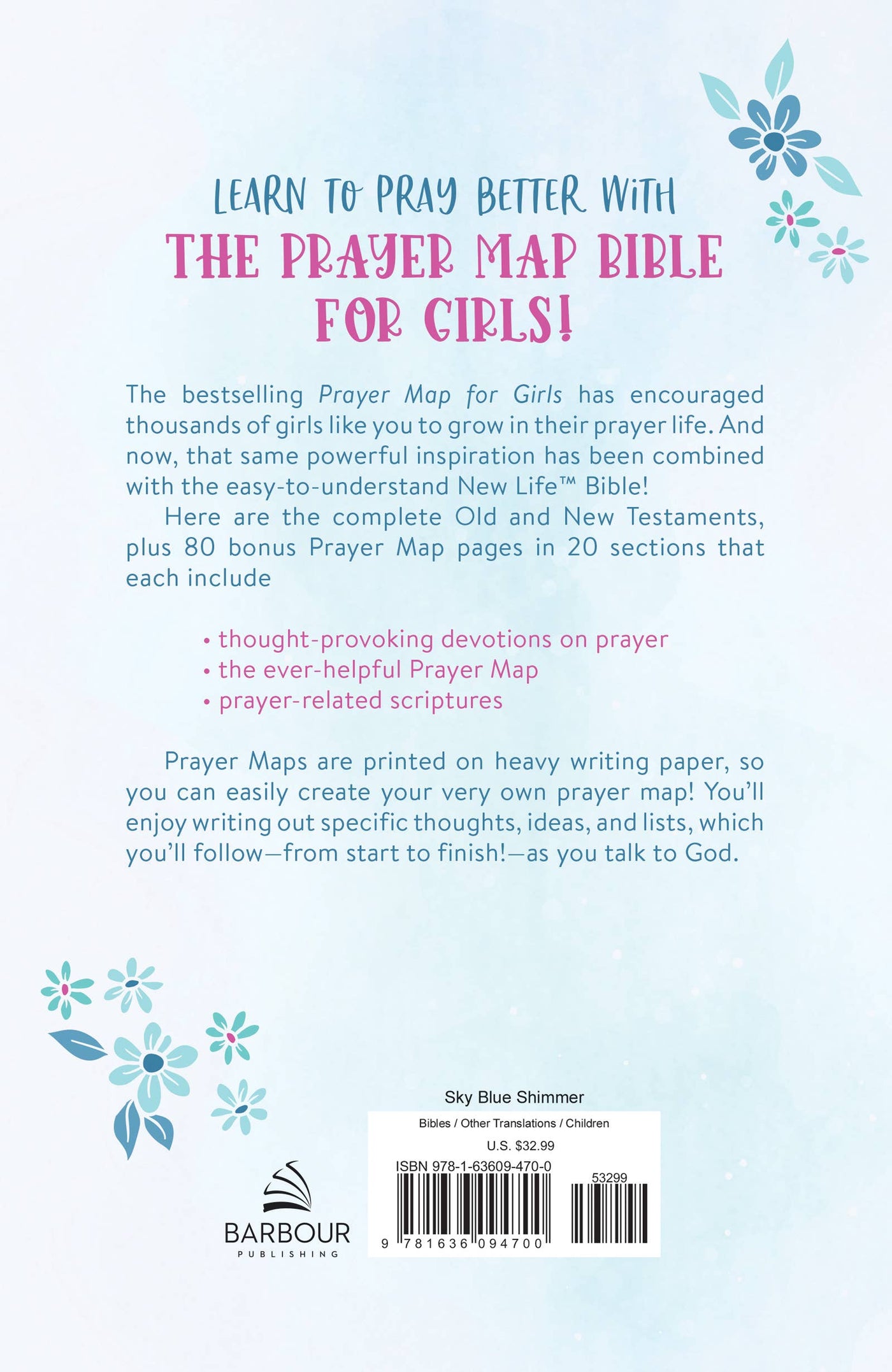 The Prayer Map Bible for Girls NLV [Sky Blue Shimmer]