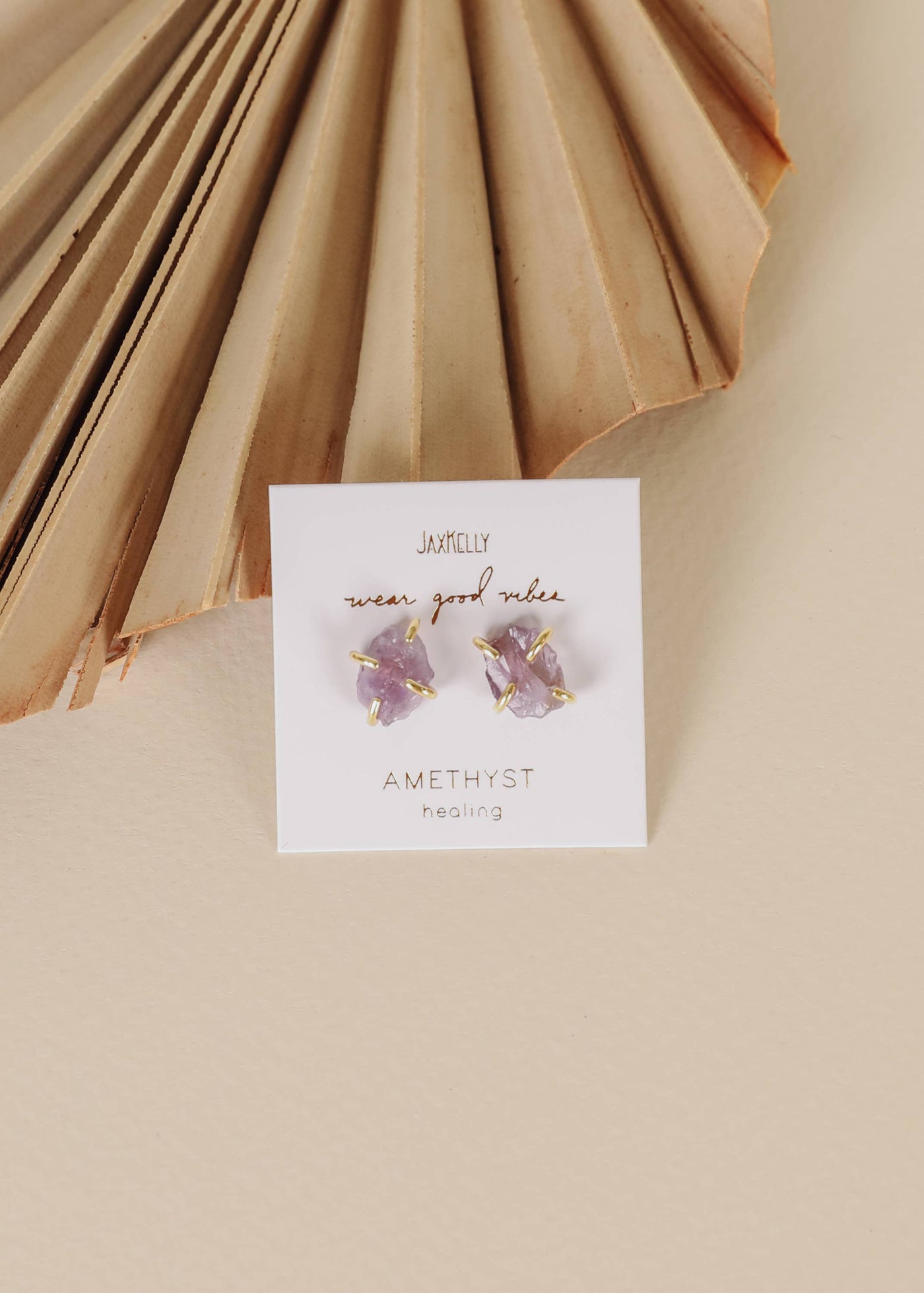 JaxKelly - Gemstone Prong - Amethyst - Gold Earrings