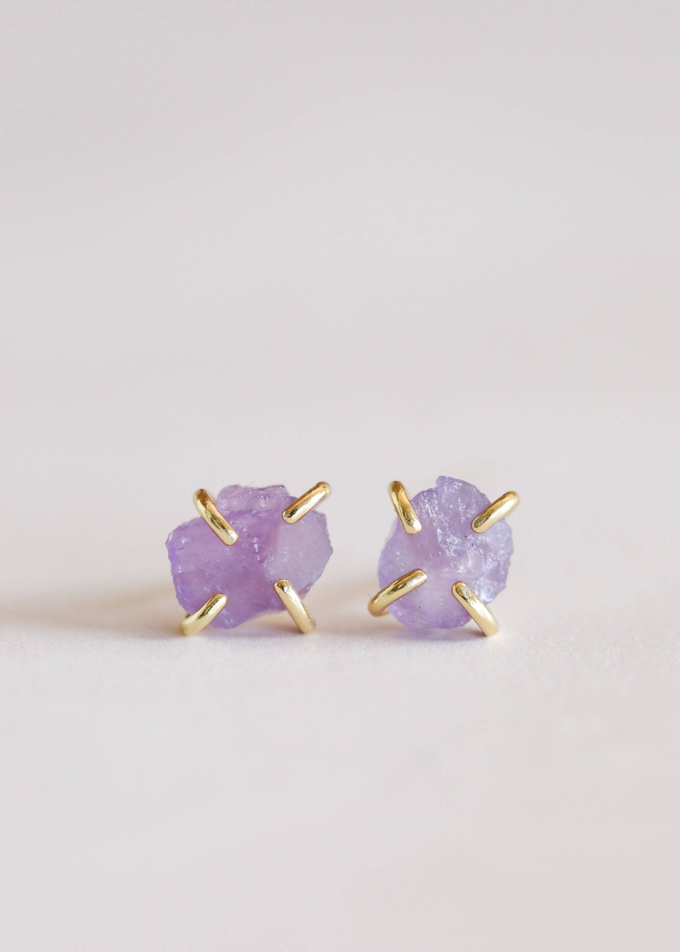 JaxKelly - Gemstone Prong - Amethyst - Gold Earrings