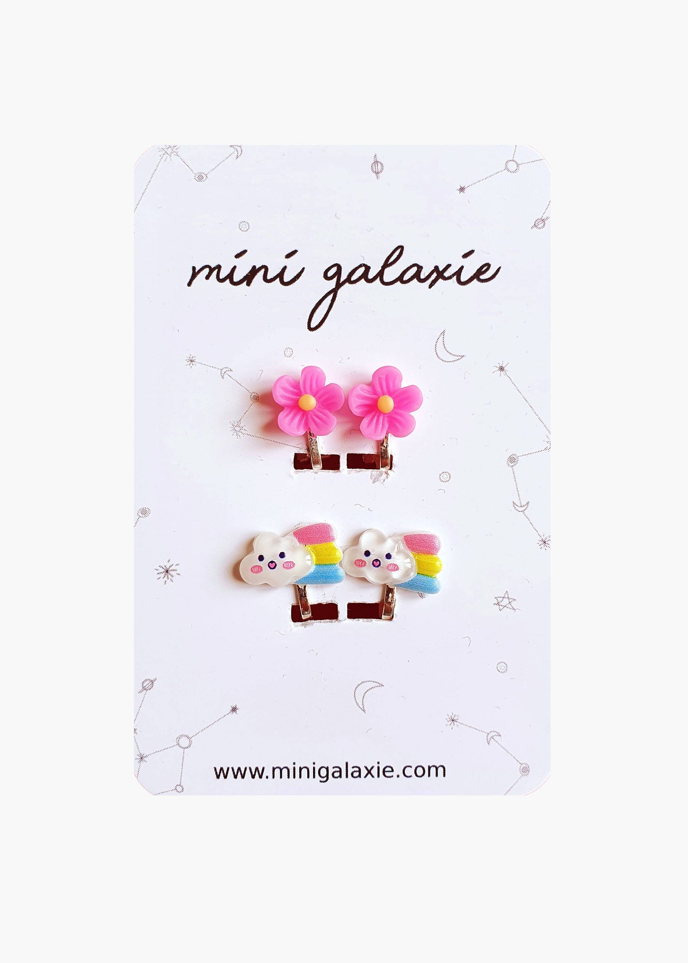 Flower and Rainbow Clip-on earrings