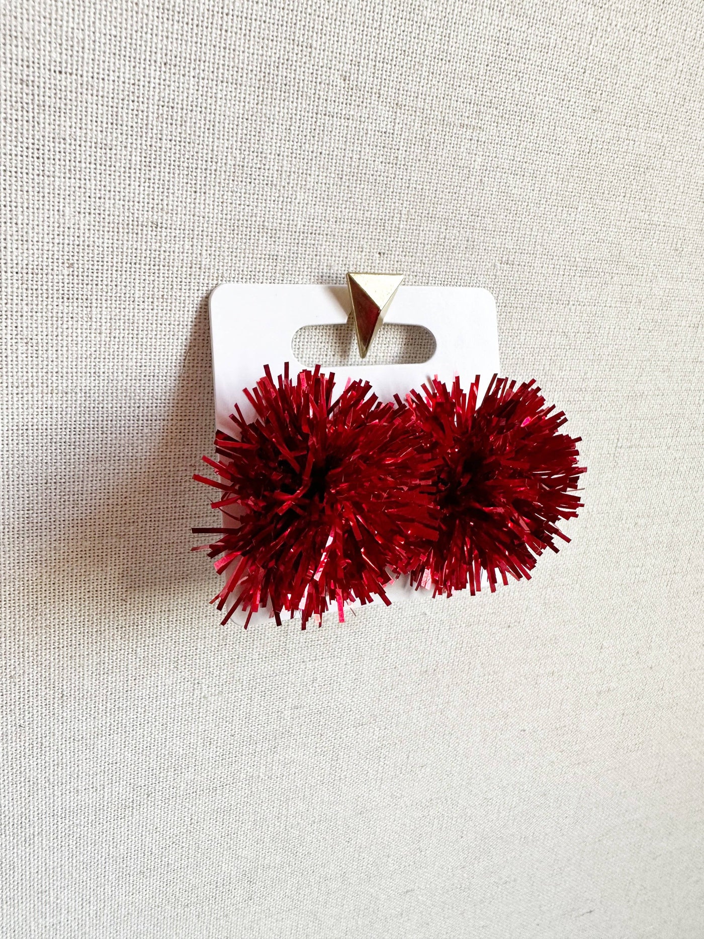 Red Party Pom Pom Stud