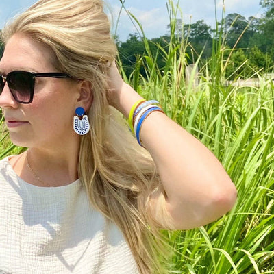 Crescent City Clay - Athena Earrings in Cobalt + White