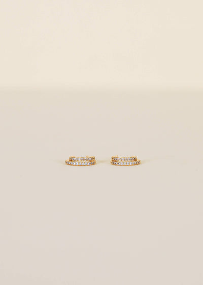 Double Champagne Hoop - Gold Earrings