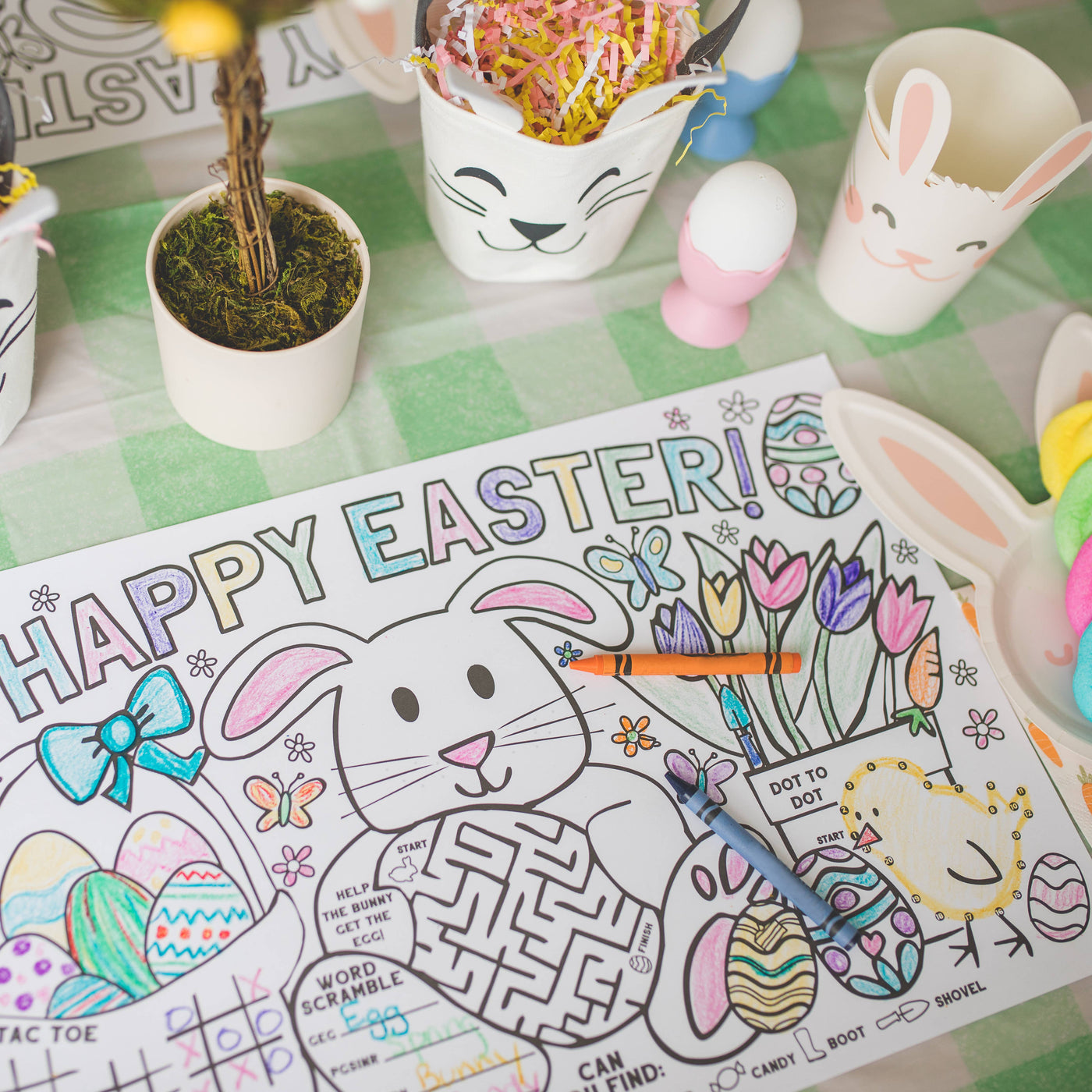 Easter Coloring Placemats for Kids (Pack of 12 Placemats)