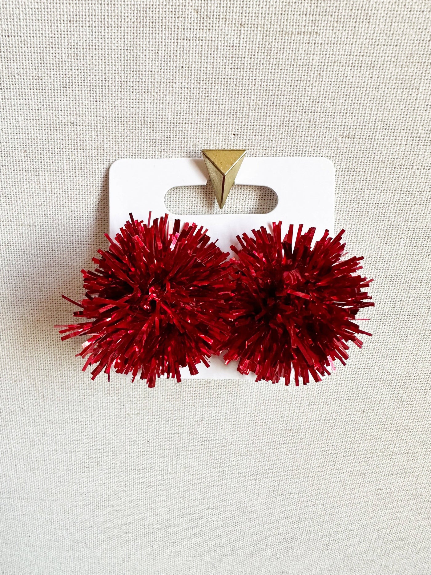 Red Party Pom Pom Stud