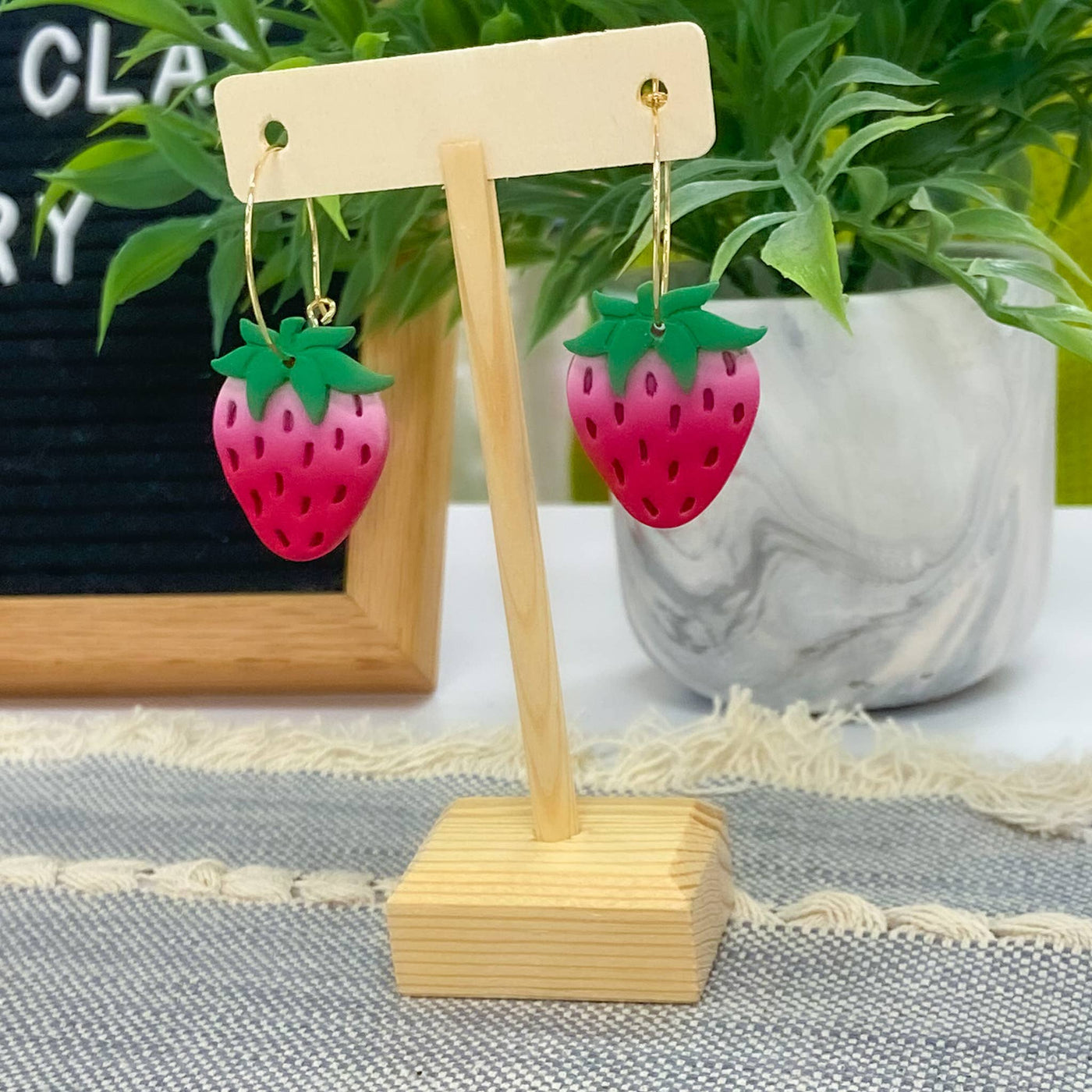 Strawberry Hoop Earrings